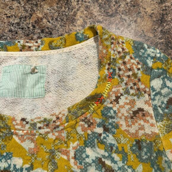 Lilka Anthropologie Womens Top Sweatshirt Mixed Media Ruffle Floral Medium FC - Picture 3 of 6